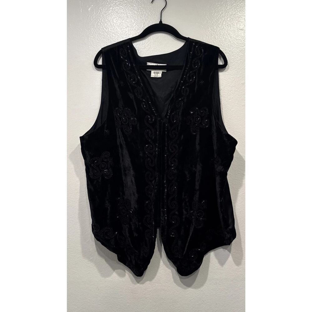 Vintage Black Embellished‎ Beaded Vest Western Boho Festival Country Whimsigoth